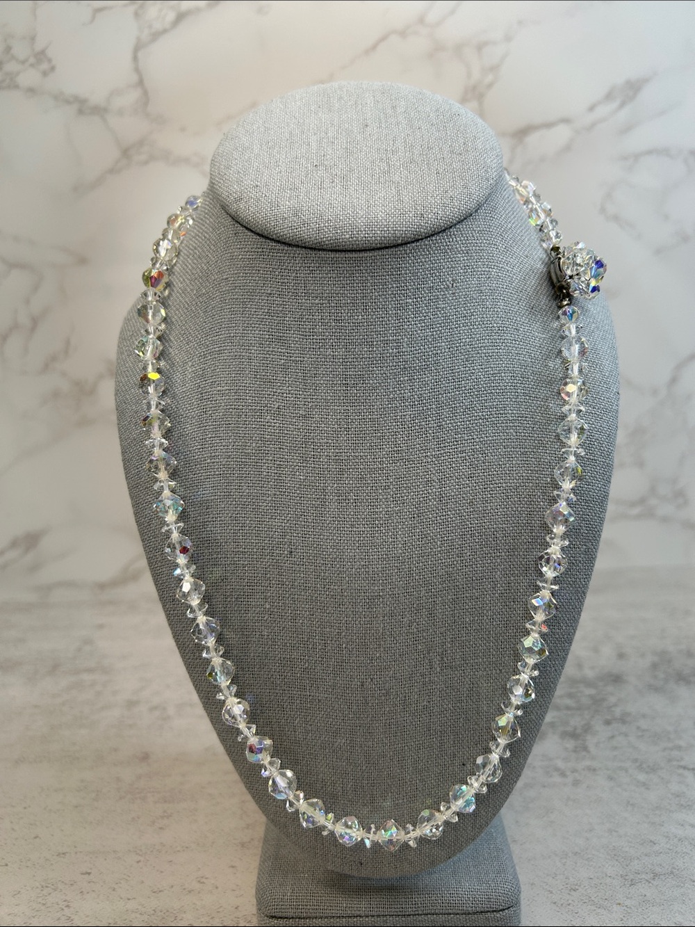 Vintage Aurora Borealis Crystal Bead Necklace - Picture 3 of 7